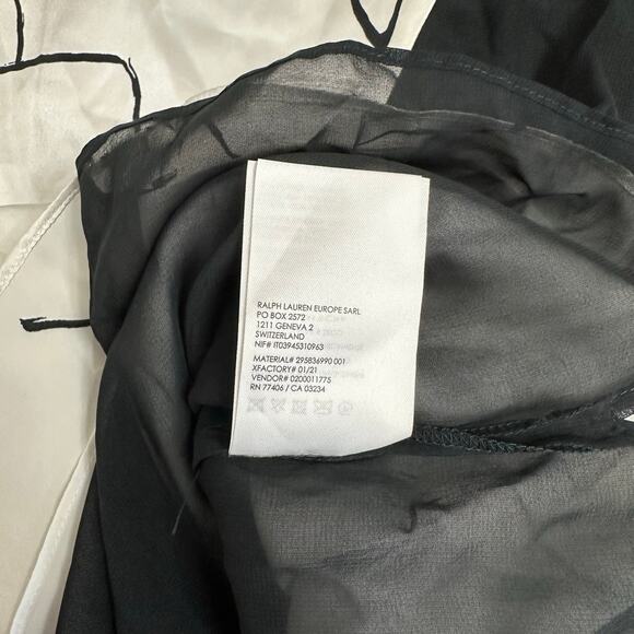 Club Monaco Women’s 14 Silk Double V-Neck Mini Dress White Black Floral Slip NWT - Picture 9 of 10